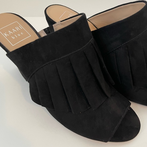 Kaari Blue - peep toe suede black heels - Women’s Size 9.5 - Picture 1 of 12